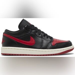 Nike Black and Red Wmns Air Jordan 1 Low 'Bred Sail'